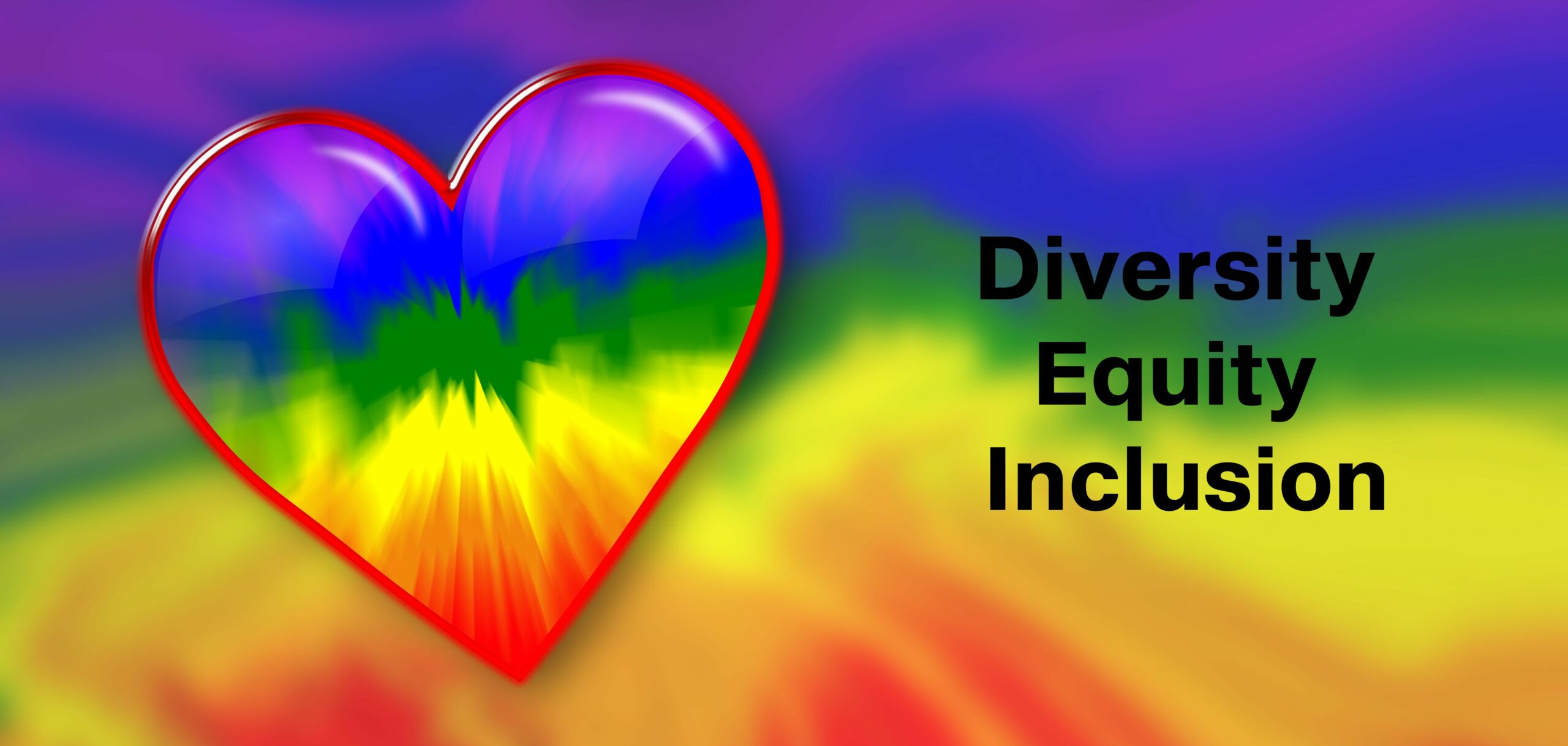 Diversity Equity and Inclusion (DEI) words with rainbow colors