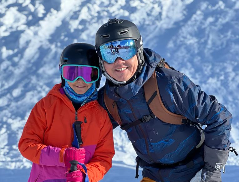 Dr. Chad Mao and Daughter Skiing